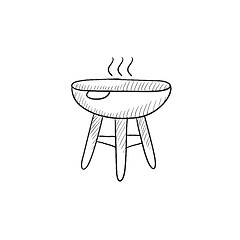 Image showing Kettle barbecue grill sketch icon.