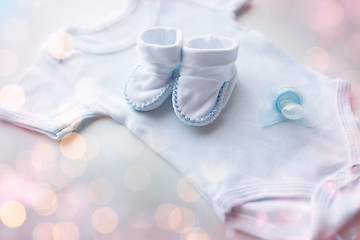 Image showing close up of baby boys clothes for newborn on table