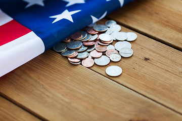 Image showing close up of american flag and money