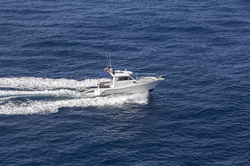 Image showing Speedboat rides on the sea