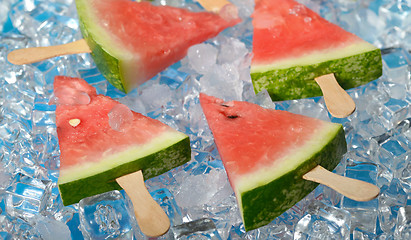 Image showing Watermelon slices on ice