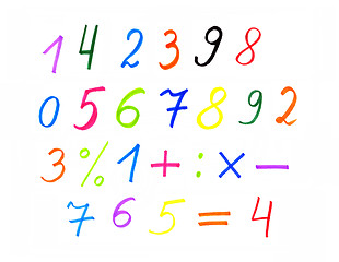 Image showing Colorful numerals and symbols