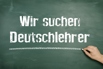 Image showing Blackboard Hand German teacher