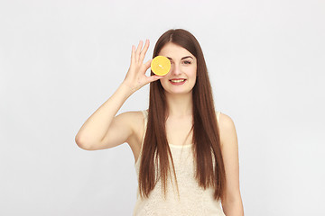 Image showing Happy young woman isolated on white background