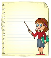 Image showing Notebook page with woman teacher