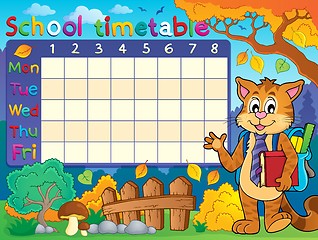 Image showing School timetable with cat