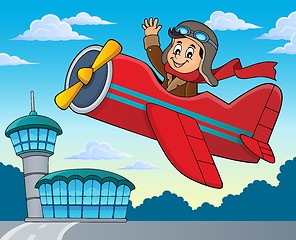 Image showing Pilot in retro airplane theme image 2