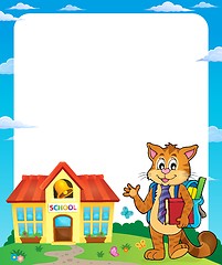 Image showing School cat theme frame 1