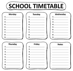 Image showing Black and white school timetable theme 1