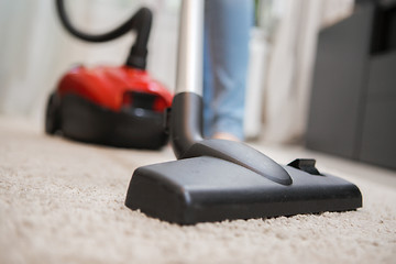 Image showing Black vacuum cleaner brush closeup