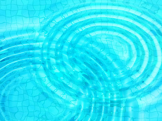 Image showing Blue tile background with concentric water ripples