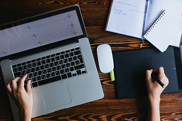 Image showing Female designer working on computer