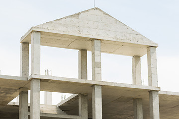 Image showing Unfinished house with a monolithic concrete constructions