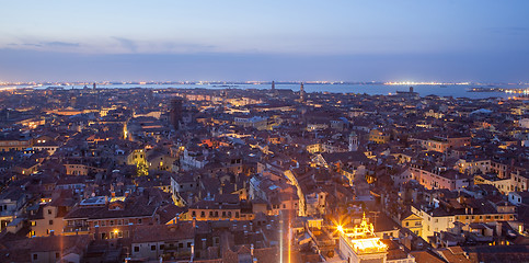 Image showing General view of Venice from above at sunset