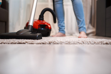 Image showing Home carpet and floor cleaning in living room