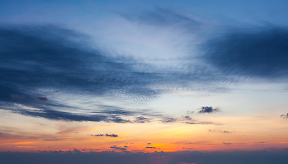 Image showing Sunset sky with dramatic clouds