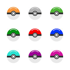 Image showing Vector game balls for play in team. Pokeball object