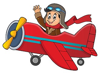 Image showing Pilot in retro airplane theme image 1