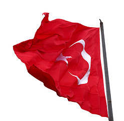 Image showing Turkish flag waving in windy day