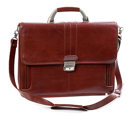 Image showing Leather brown briefcase