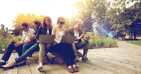 Image showing students or teenagers with laptop computers