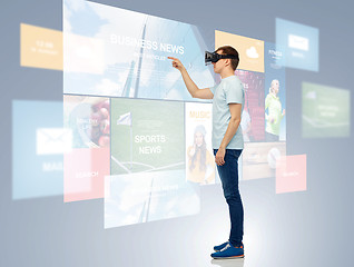 Image showing happy man in virtual reality headset or 3d glasses