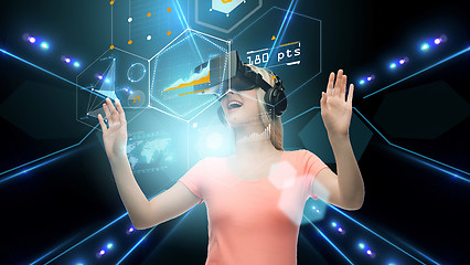 Image showing woman in virtual reality headset or 3d glasses