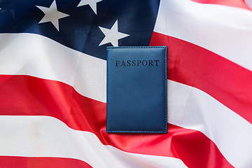 Image showing close up of american flag and passport