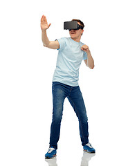 Image showing man in virtual reality headset or 3d glasses