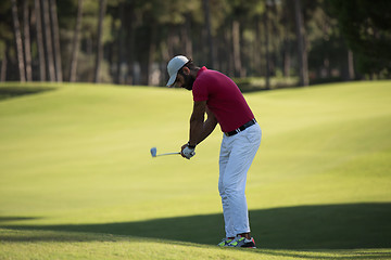 Image showing golf player hitting long shot