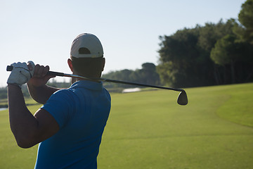 Image showing golf player hitting shot