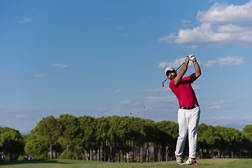 Image showing golf player hitting long shot