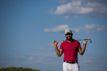 Image showing handsome middle eastern golf player portrait at course