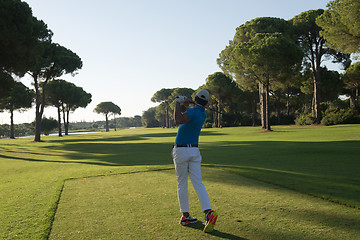 Image showing golf player hitting shot