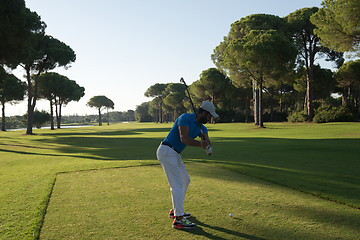 Image showing golf player hitting shot