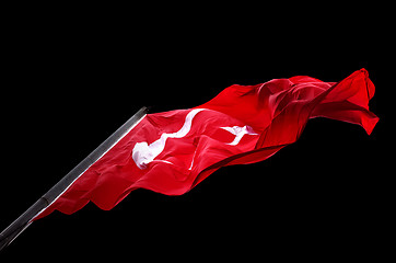 Image showing Waving flag of Turkey isolated on black background