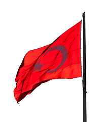 Image showing Flag of Turkey waving in wind evening