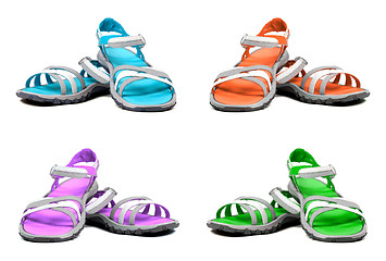 Image showing Set of multicolor summer sandals