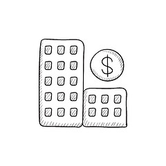 Image showing Condominium with dollar symbol sketch icon.
