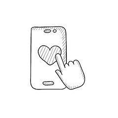 Image showing Smartphone with heart sign sketch icon.