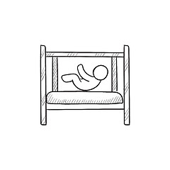 Image showing Baby laying in crib sketch icon.