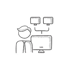Image showing Network administrator sketch icon.