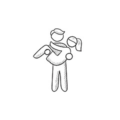 Image showing Man carrying his girlfriend sketch icon.