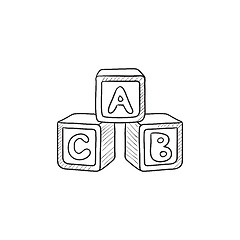 Image showing Alphabet cubes sketch icon.