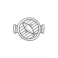 Image showing Fish on grill sketch icon.