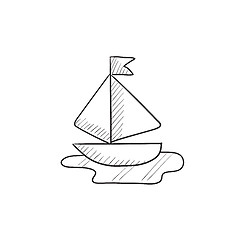 Image showing Toy model of ship sketch icon.