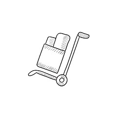 Image showing Shopping handling trolley sketch icon.