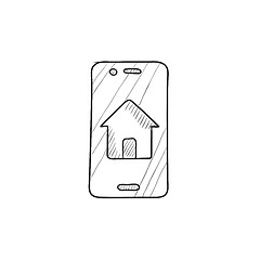 Image showing Property search on mobile device sketch icon.