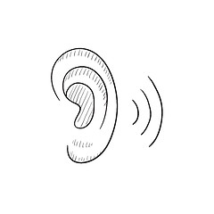 Image showing Human ear sketch icon.