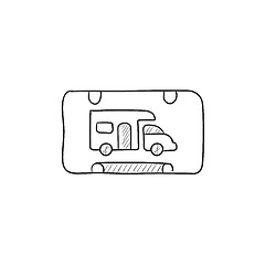 Image showing RV camping sign sketch icon.